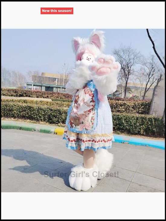 Faux Fur Plush Cat Hat with Ear Flaps Winter Warm Earmuffs Cosplay Accessory main image 4